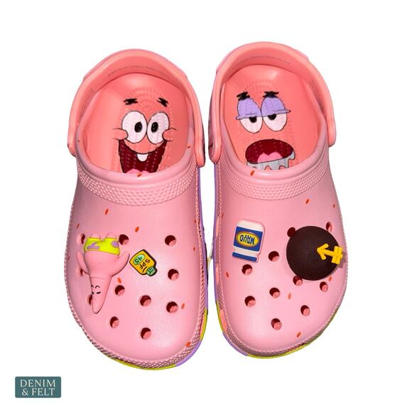NEW Crocs SpongeBob Patrick Classic Clog Pink Melon Jibbitz Cartoon Cute Rare - Picture 9 of 16